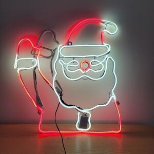LED Lit Faux Neon Waving Santa 2023